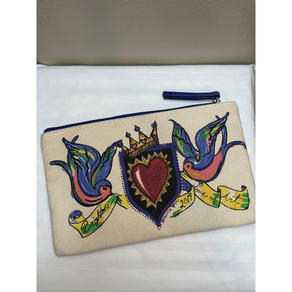 Brighton Love of Art 2019 Canvas Pouch Zippered Clutch Tattoo Heart Swallows Bag